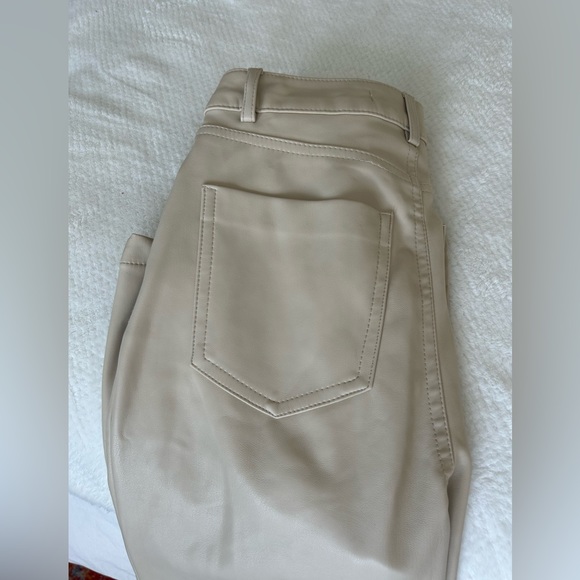 Zara faux Leather Bootcut Cream Pants - 00 - Picture 3 of 6
